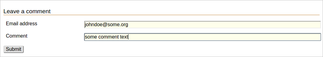 A screenshot of a form with input for a user's email.